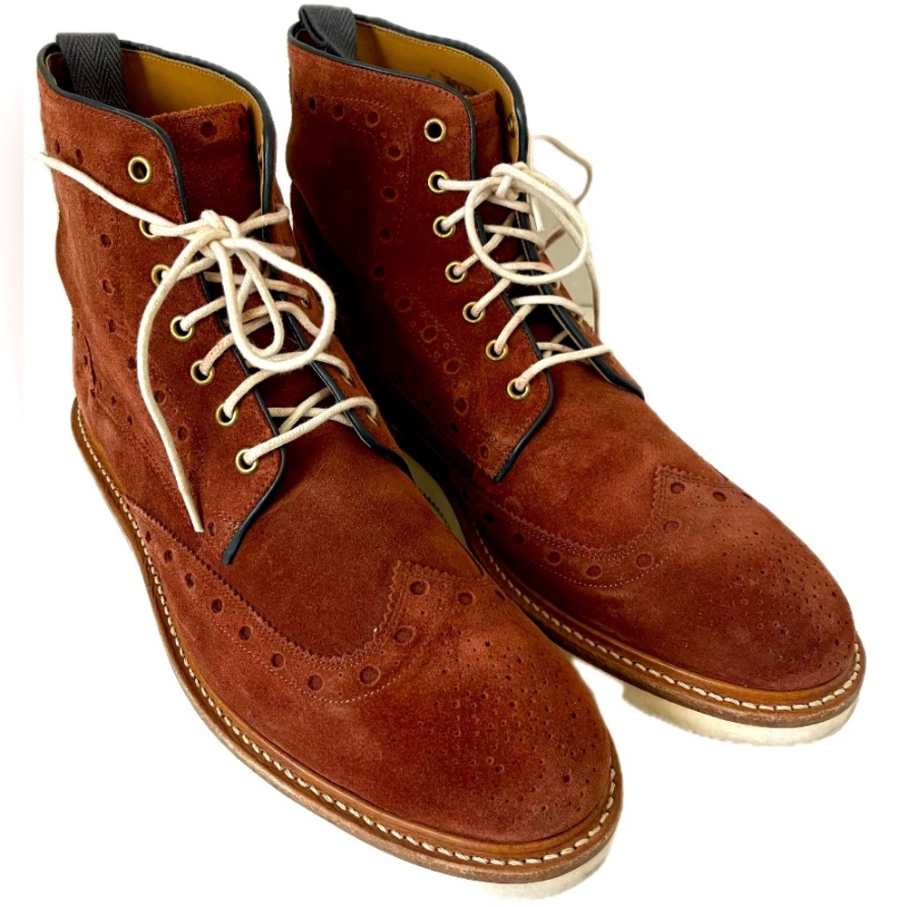 OLIVER SWEENEY Walberswick Brown Suede Wingtip Brogue Boots Men’s EUR 8